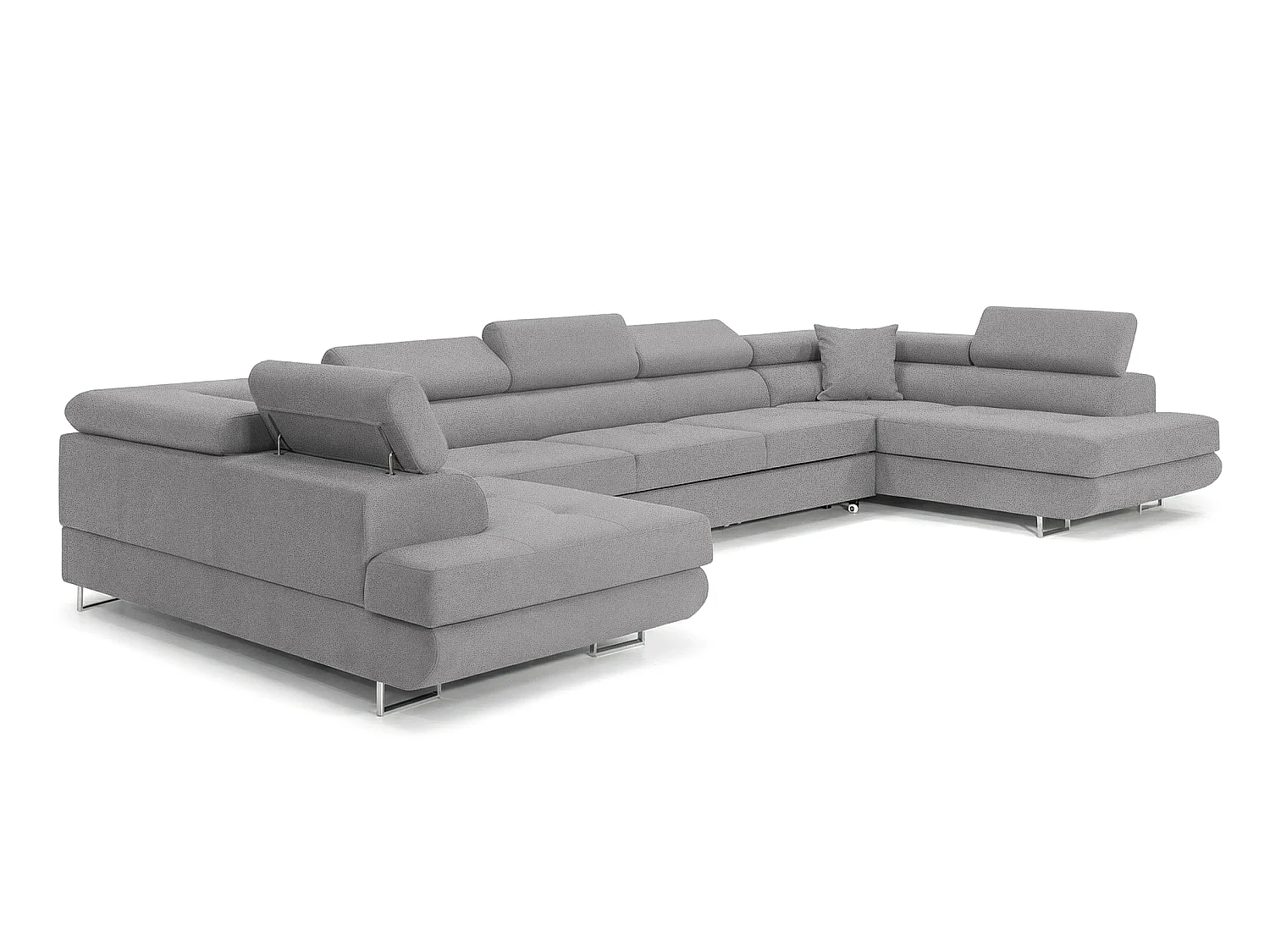 Canapé-lit moderne en forme de U avec rangement en tissu de velours gris clair - BIG PASTI U