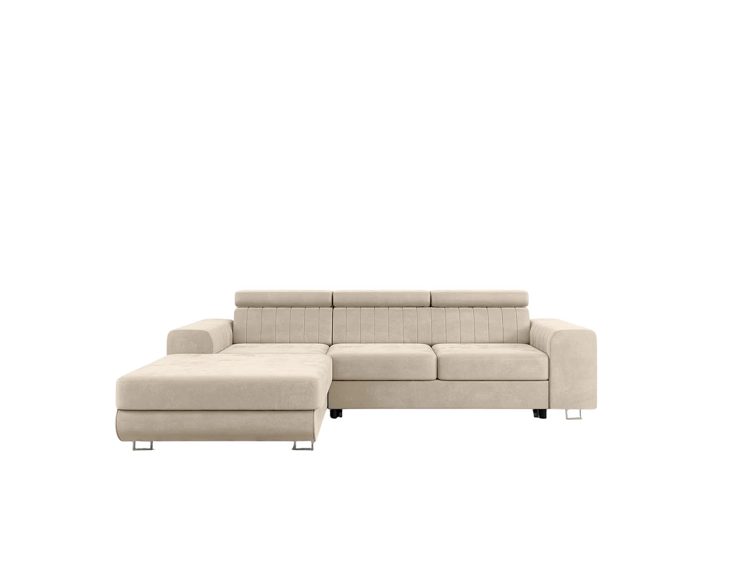 Canapé-Lit Comfortino Furniture NOTA L-Form en Velours avec Rangement Beige Angle Gauche