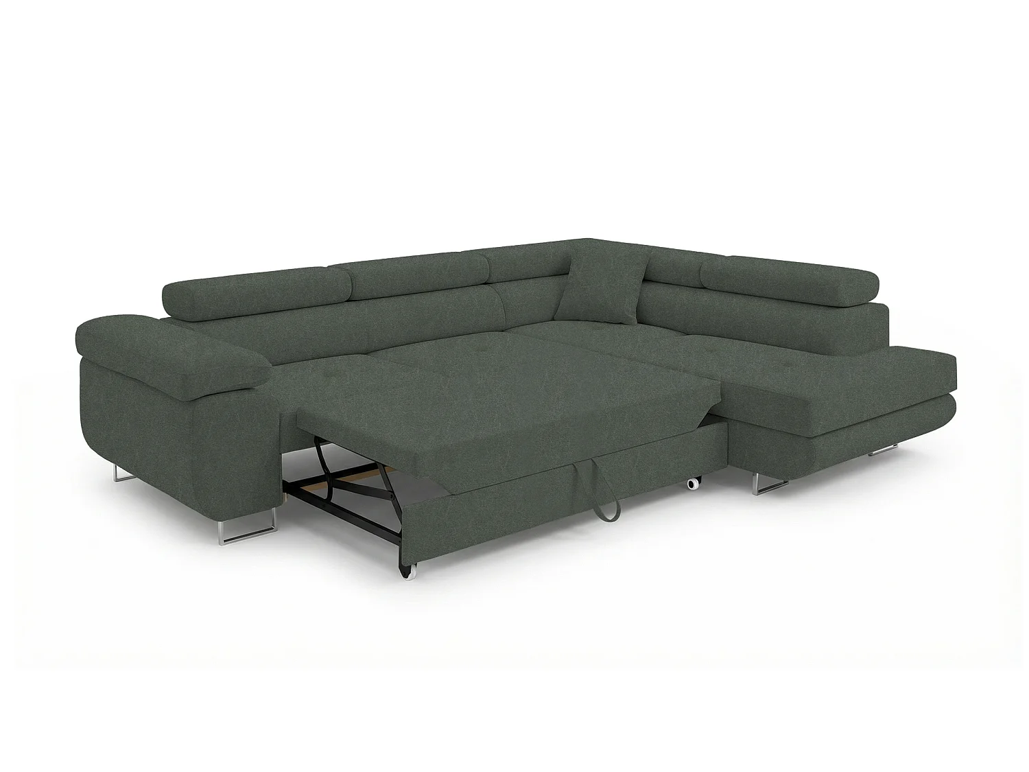 Canapé-lit Comfortino Furniture PASTI L-Form avec Rangement Velours Vert Sauge Angle Gauche