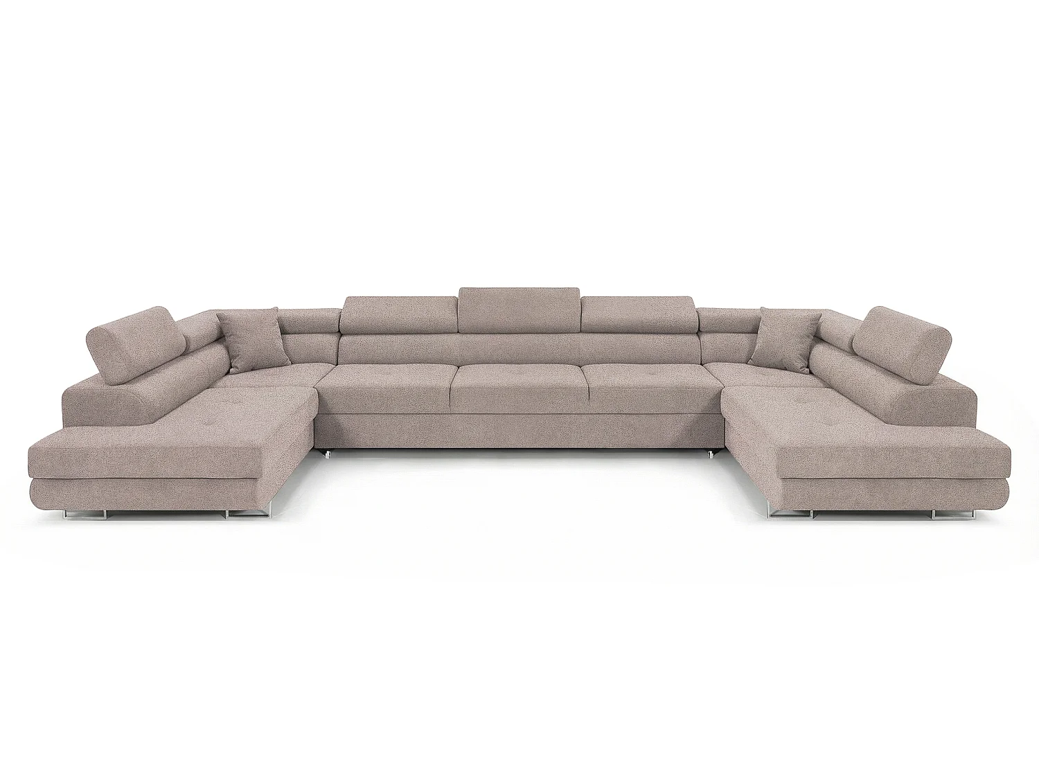 Canapé-lit moderne en forme de U avec rangement en tissu de velours taupe clair - BIG PASTI U