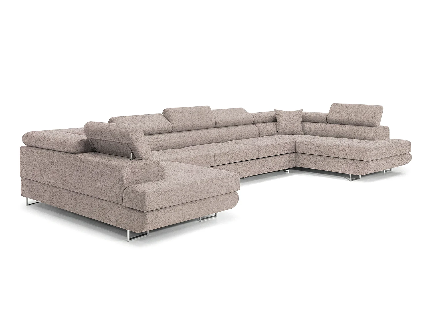 Canapé-lit moderne en forme de U avec rangement en tissu de velours taupe clair - BIG PASTI U