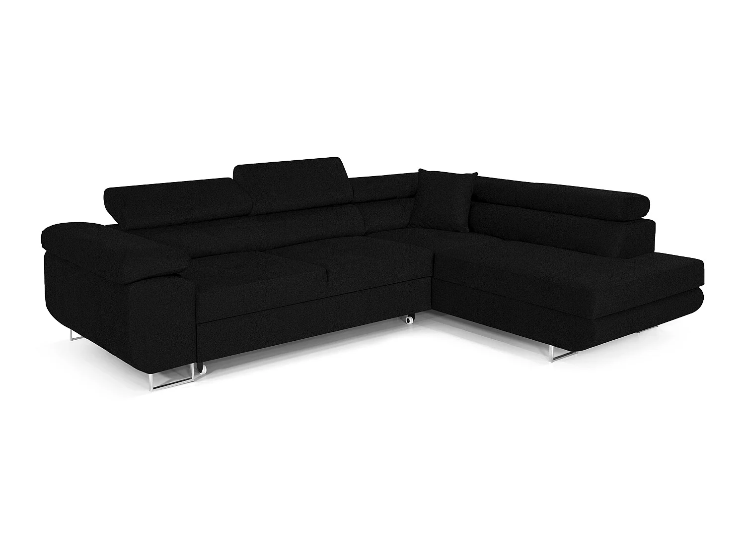 Canapé-Lit Moderne en Forme de L Noir avec Rangement - Meubles Comfortino PASTI