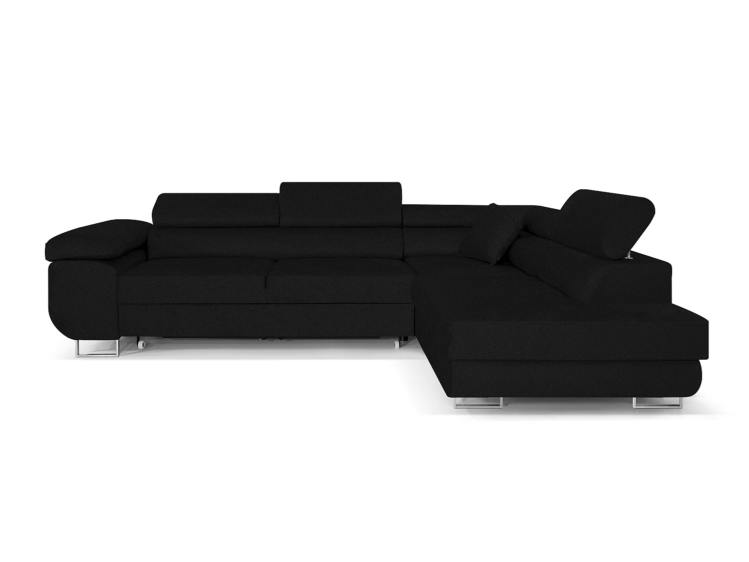 Canapé-Lit Moderne en Forme de L Noir avec Rangement - Meubles Comfortino PASTI