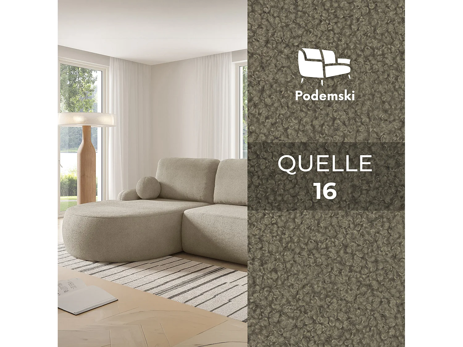 Comfortino Furniture Miki Canapé-Lit en L avec Rangement Sable Angle Droit Style Moderne