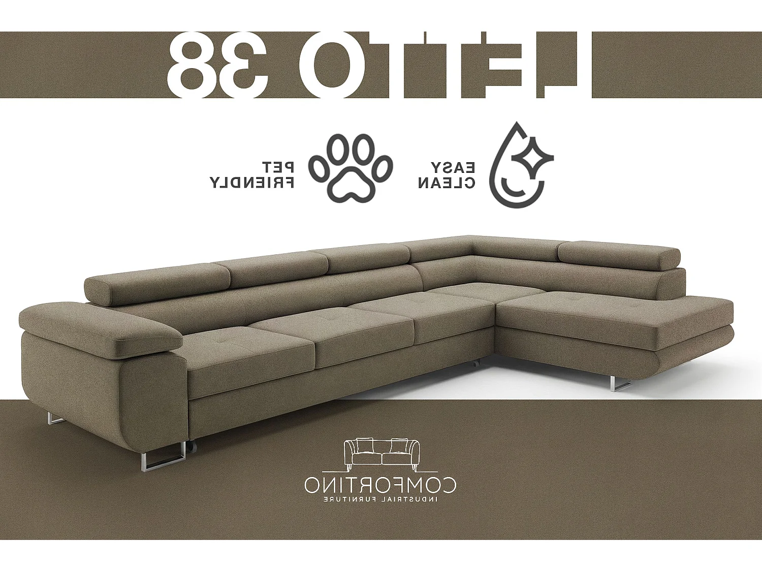 Canapé-Lit Moderne en Forme de L Vert Olive avec Rangement - PASTI XL