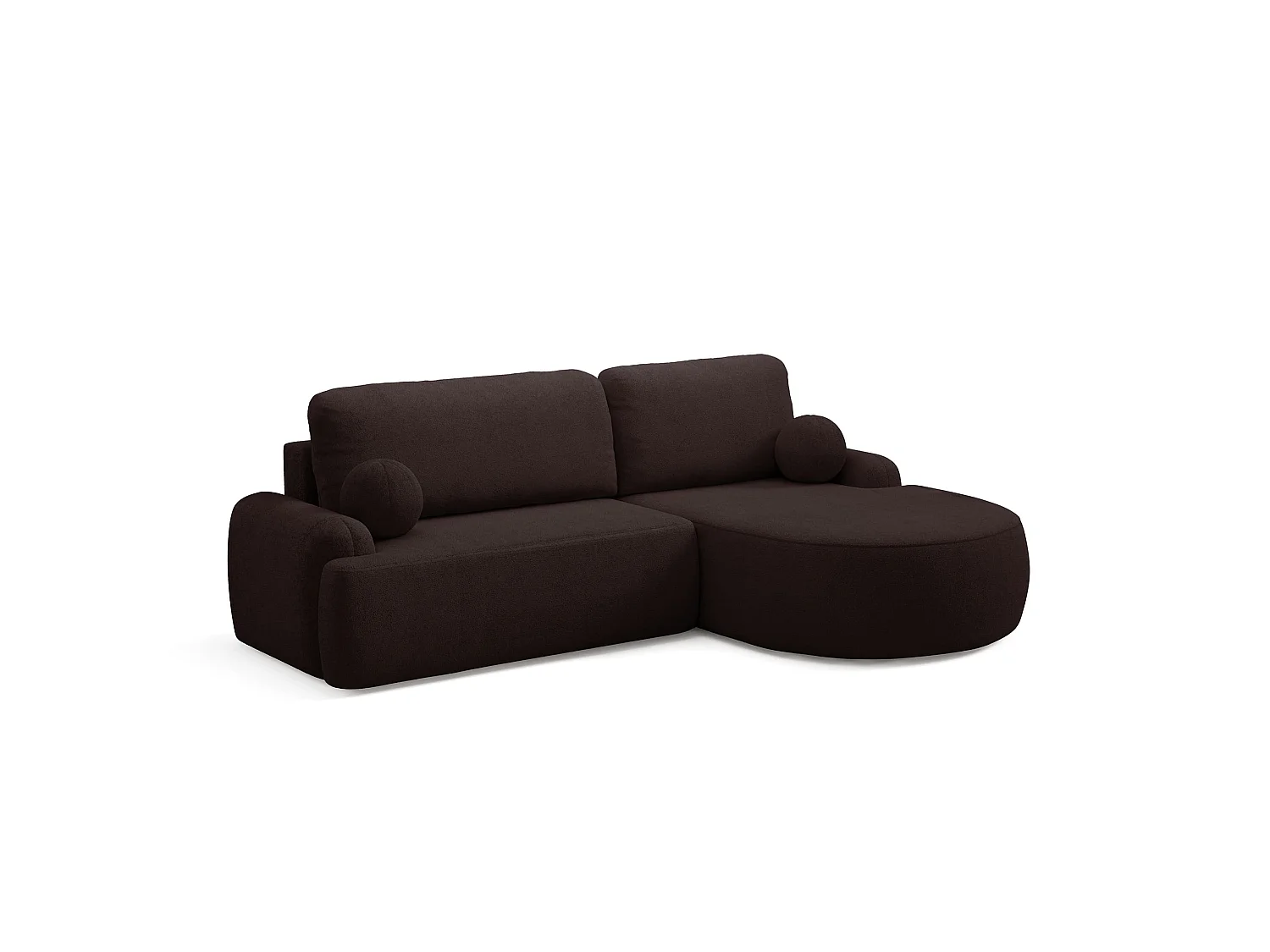 COMFORTINO FURNITURE Canapé d'angle avec fonction couchage Miki Canapé en L avec coffre de rangement Marron foncé Côté droit