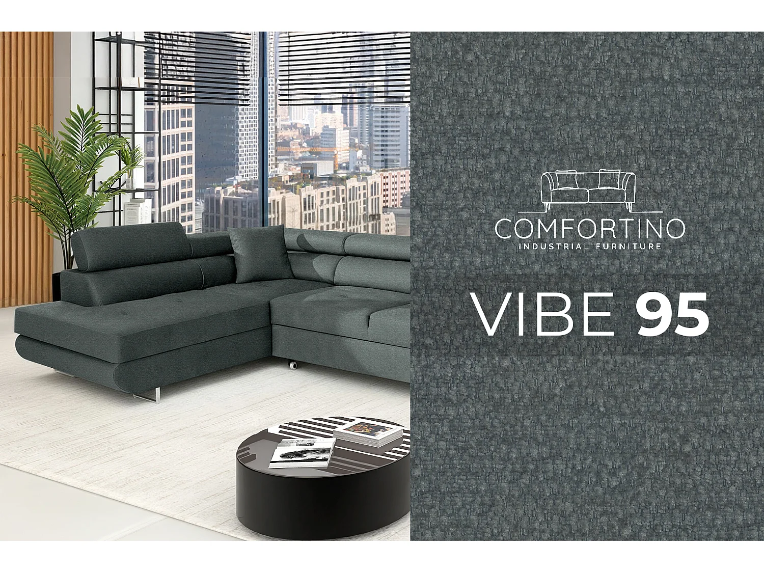 Canapé-Lit Moderne en Forme de L avec Rangement - Gris Graphite