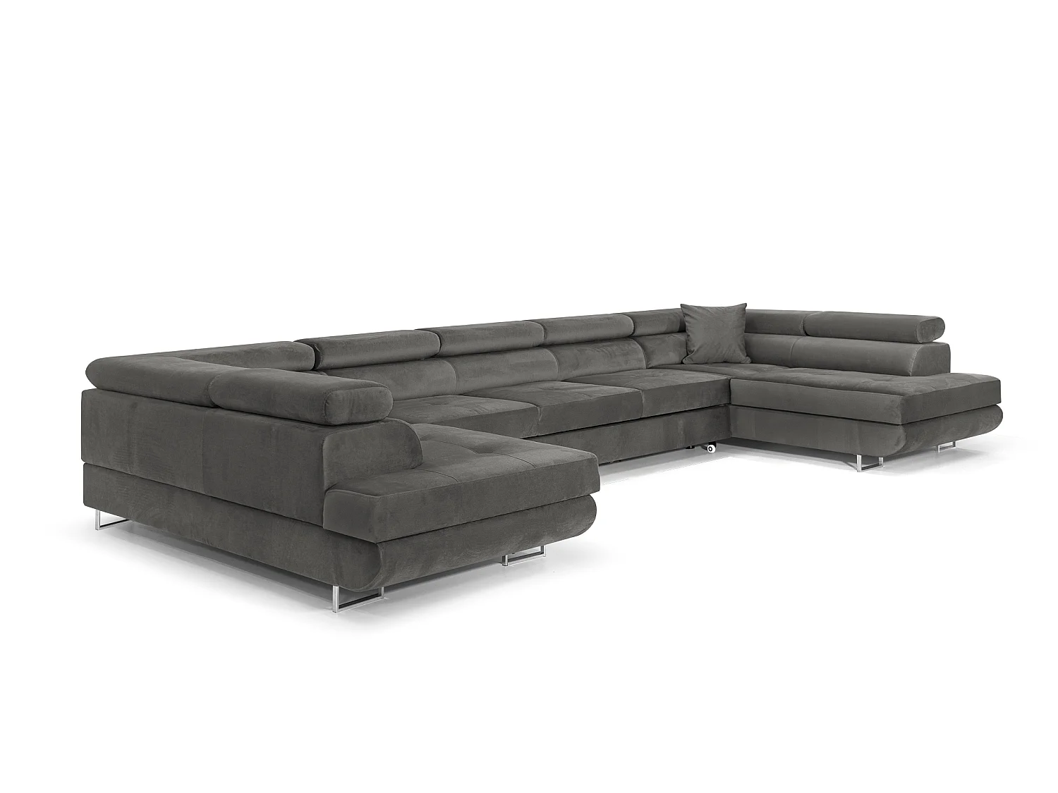 Canapé Sectionnel Convertible COMFORTINO FURNITURE Big PASTI en Forme de U avec Rangement Velours Gris Foncé