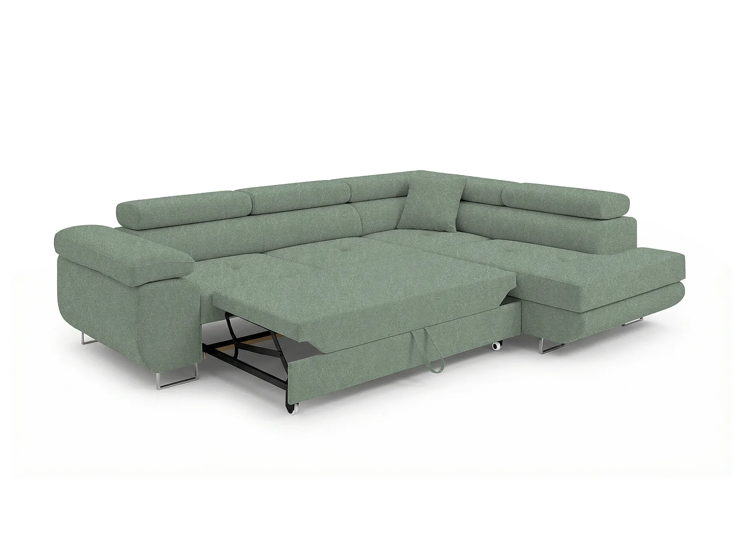 Canapé-lit Comfortino Furniture NOLA L-Form en Velours avec Rangement Gris Clair Angle Droit