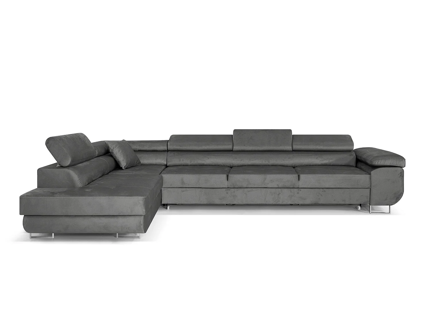 Canapé-Lit Moderne en Velours Gris avec Rangement - PASTI XL L-Forme