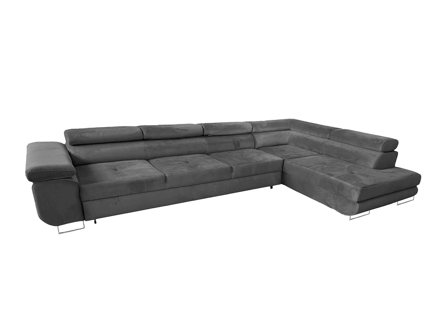 Canapé-Lit Moderne en Velours Gris avec Rangement - PASTI XL L-Forme