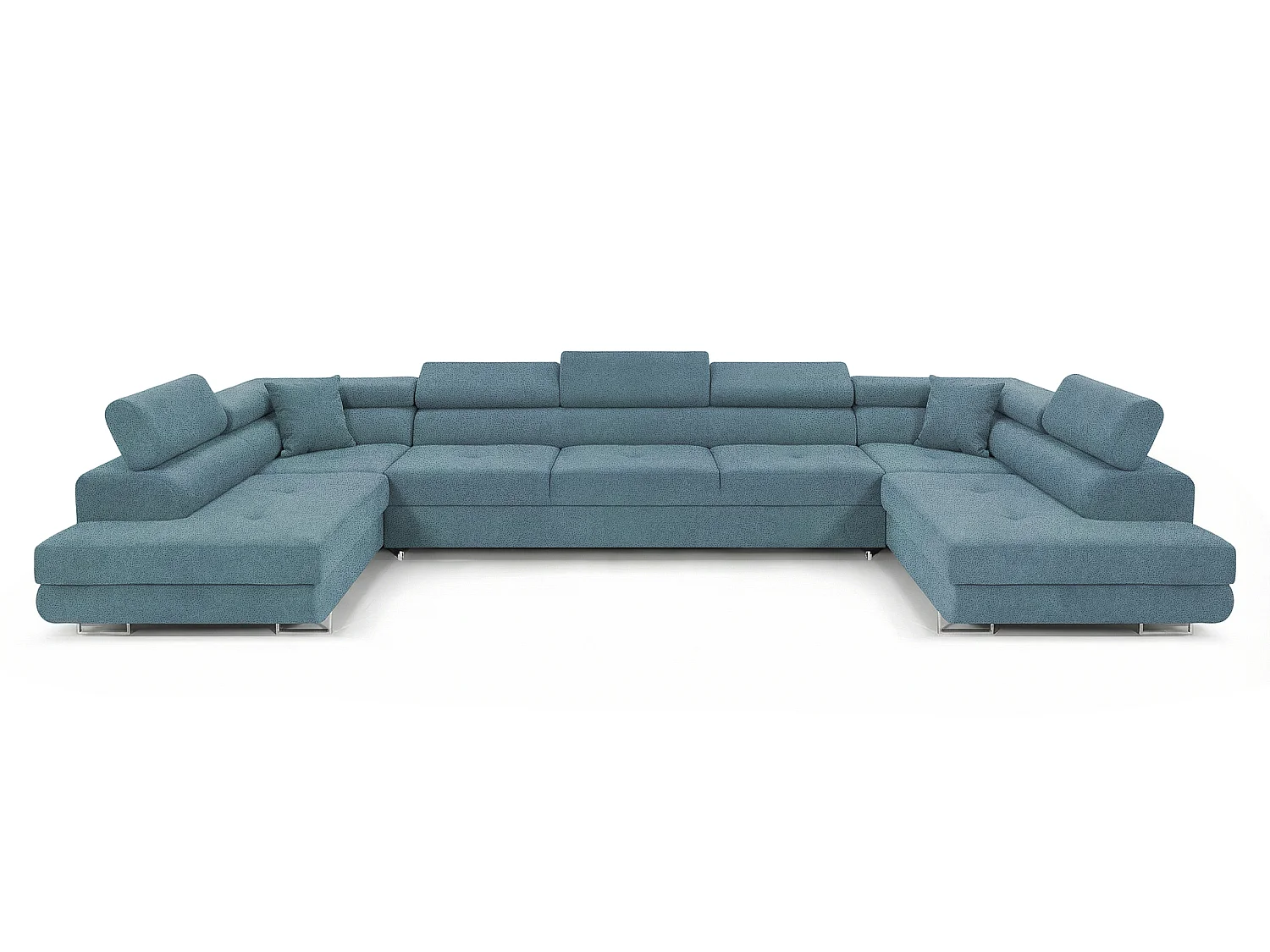Canapé-lit moderne en forme de U avec rangement Tissu velours bleu pétrole - BIG PASTI U