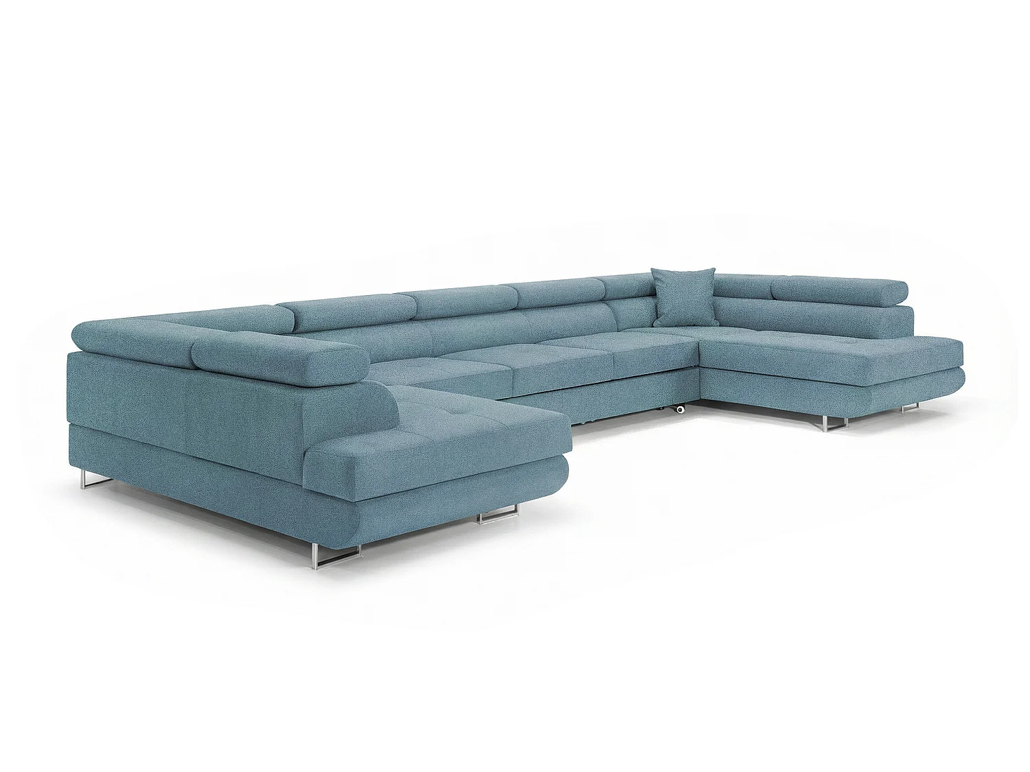 Canapé-lit moderne en forme de U avec rangement Tissu velours bleu pétrole - BIG PASTI U