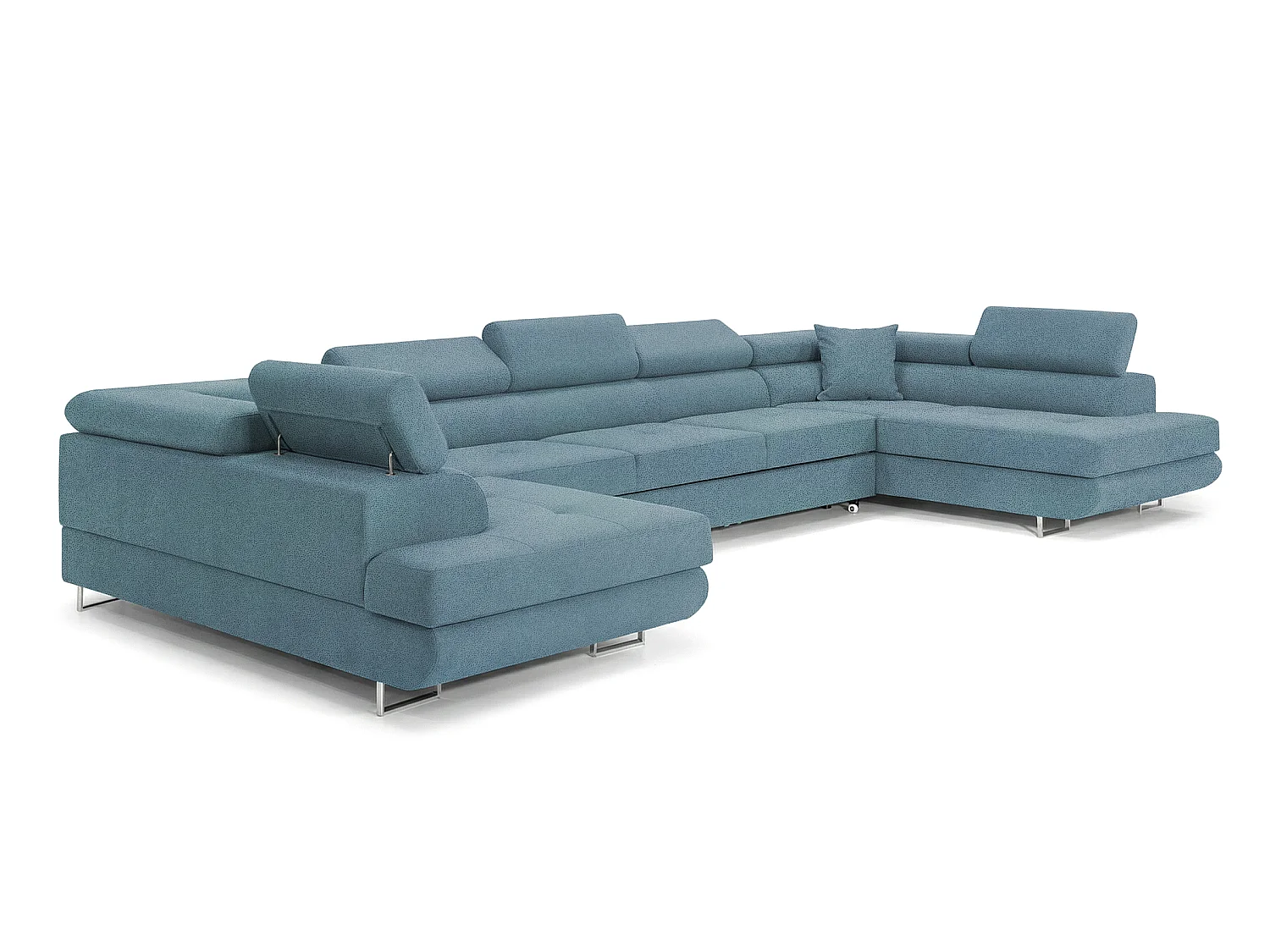 Canapé-lit moderne en forme de U avec rangement Tissu velours bleu pétrole - BIG PASTI U