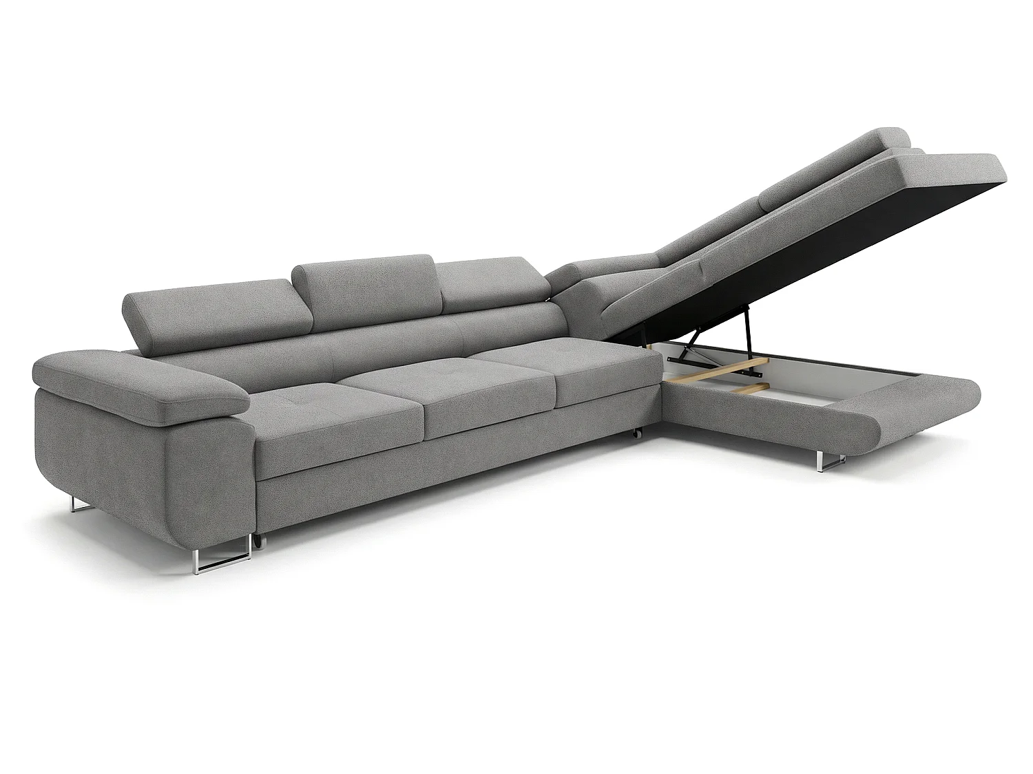 Canapé-lit en forme de L élégant bleu pétrole avec rangement - MOBILIER COMFORTINO PASTI