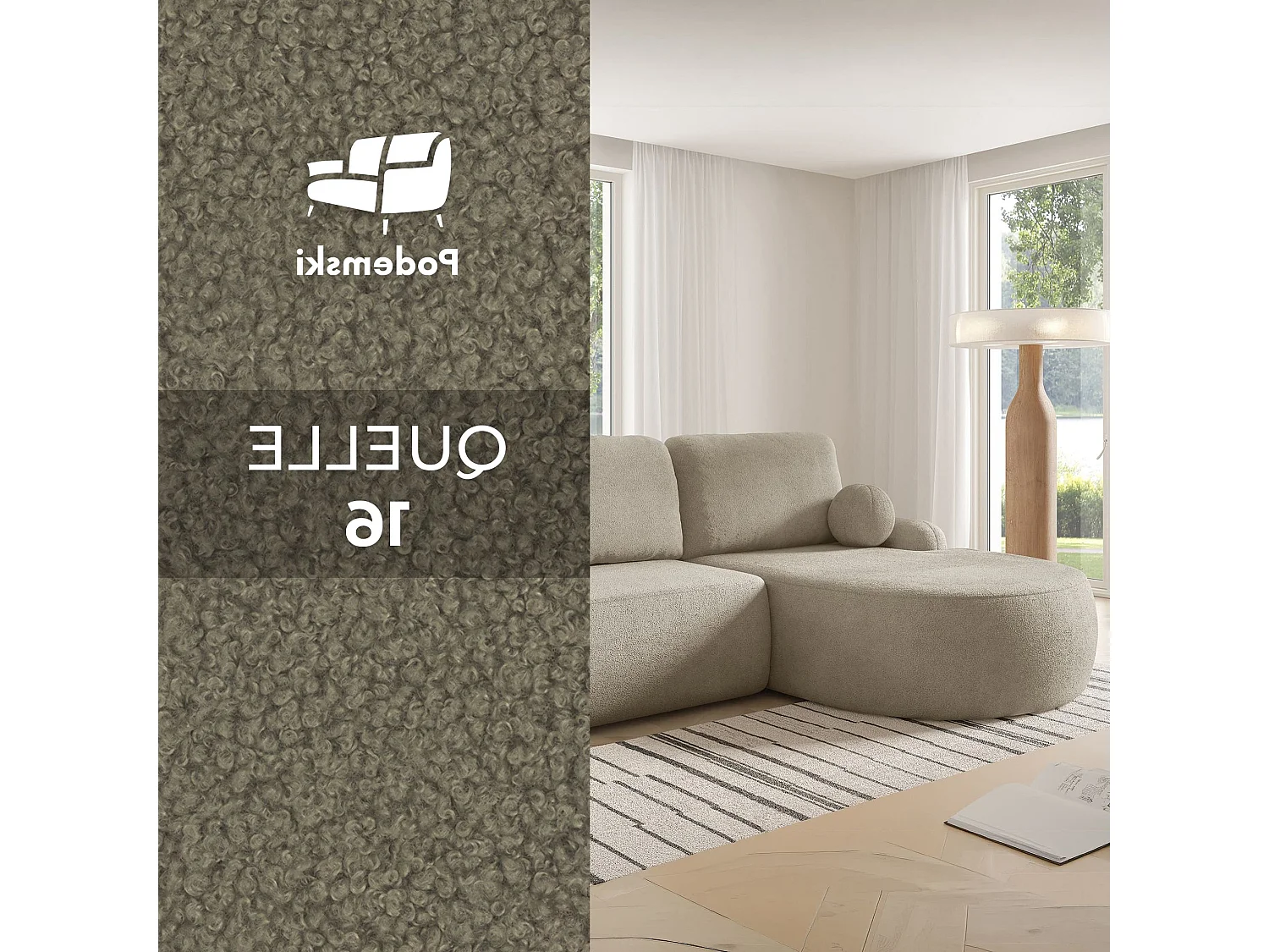 Canapé-lit Comfortino Furniture Miki L-Form avec Rangement Sable Angle Gauche