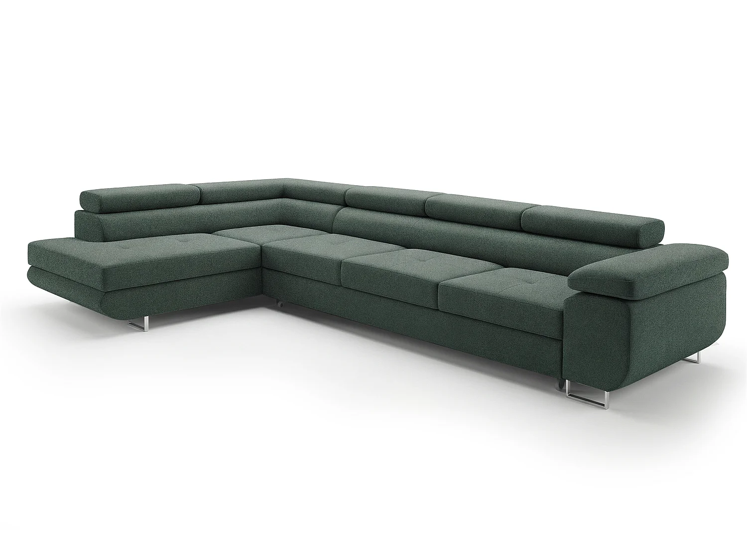 Canapé-lit moderne en forme de L avec rangement en velours vert sauge - PASTI XL