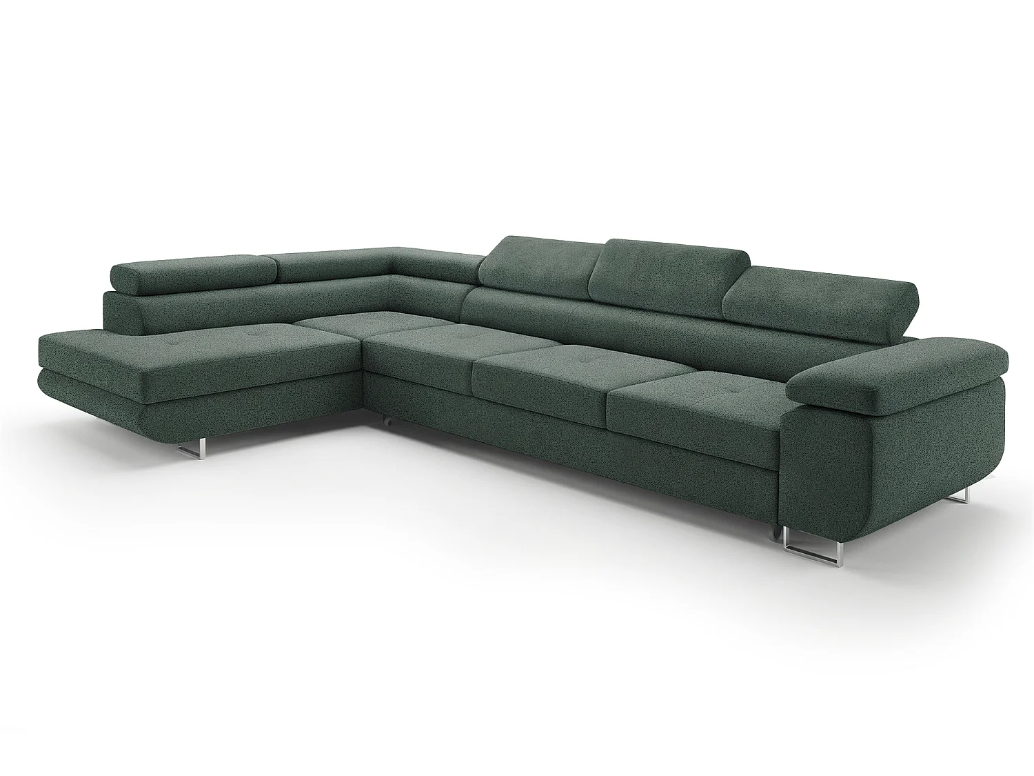 Canapé-lit moderne en forme de L avec rangement en velours vert sauge - PASTI XL