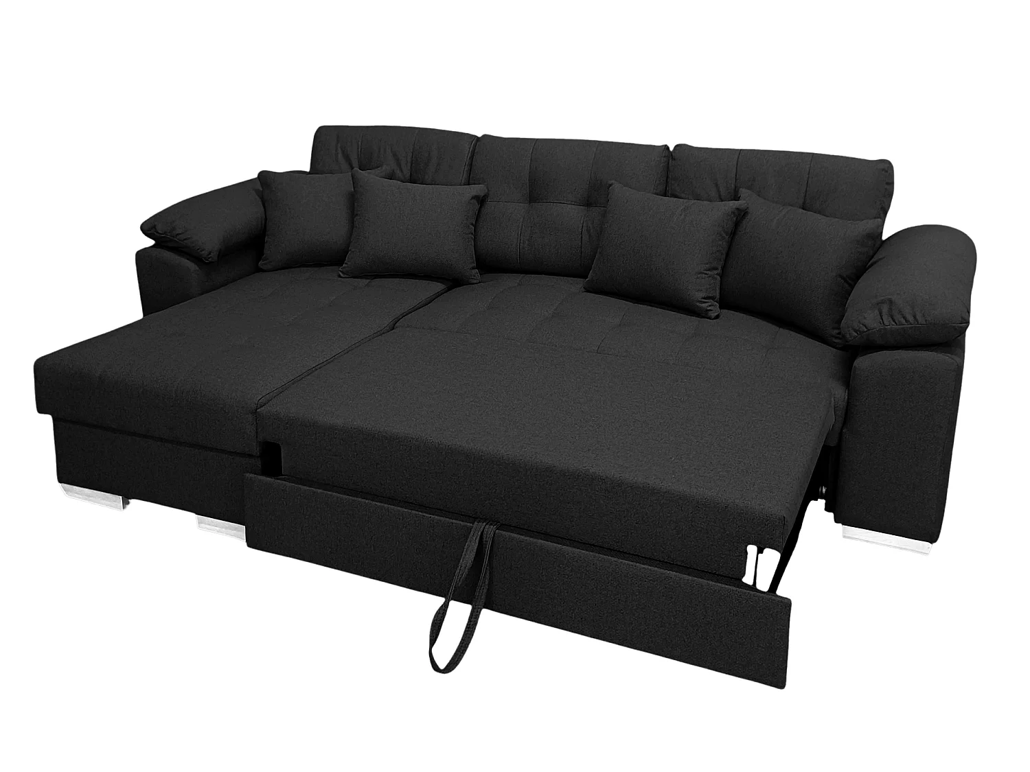 Meubles COMFORTINO Grand Canapé-Lit PASTI en Forme de U en Velours Beige avec Rangement