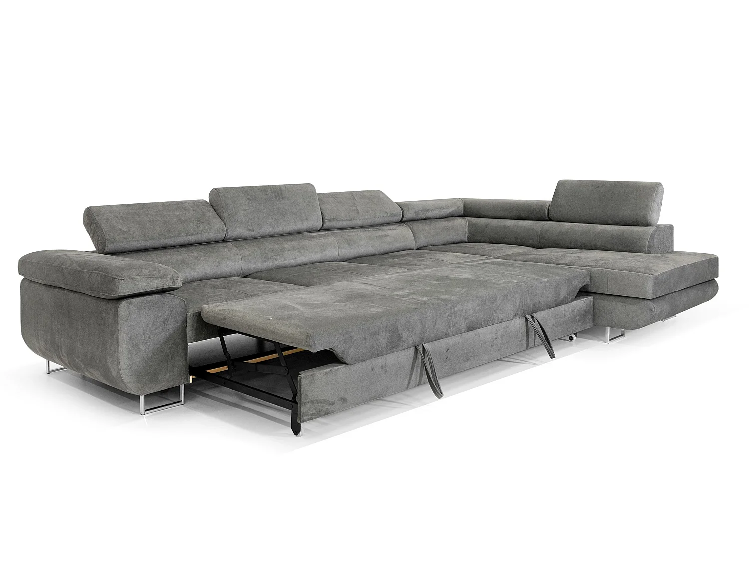 Canapé-lit Comfortino Furniture PASTI XL L-Form avec Rangement Gris Clair Main Droite