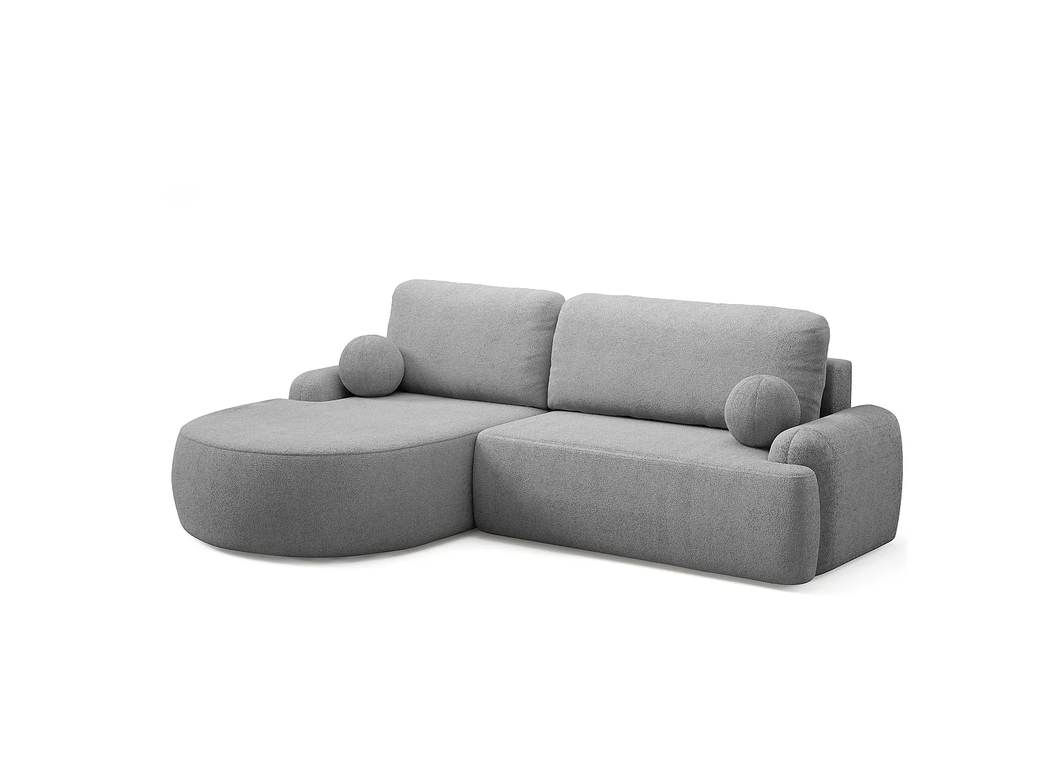 Canapé-Lit Moderne en Forme de L Gris avec Rangement - Comfortino Furniture Miki