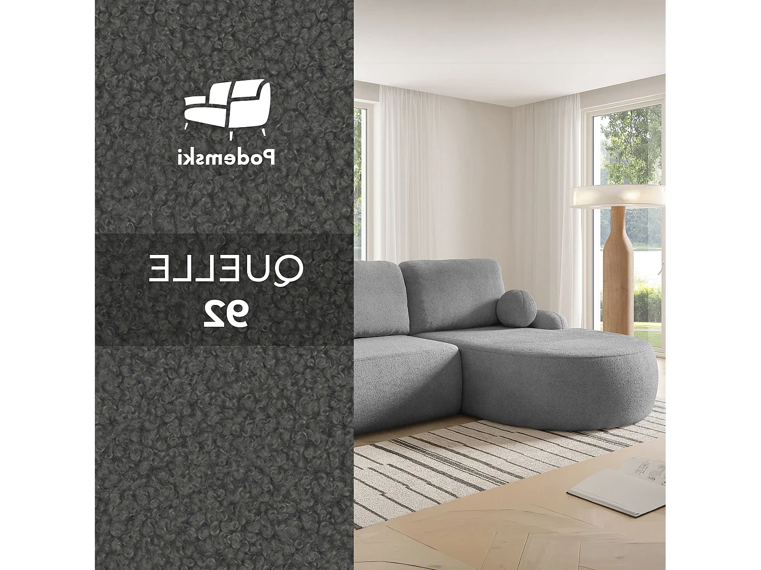 Canapé-Lit Moderne en Forme de L Gris avec Rangement - Comfortino Furniture Miki