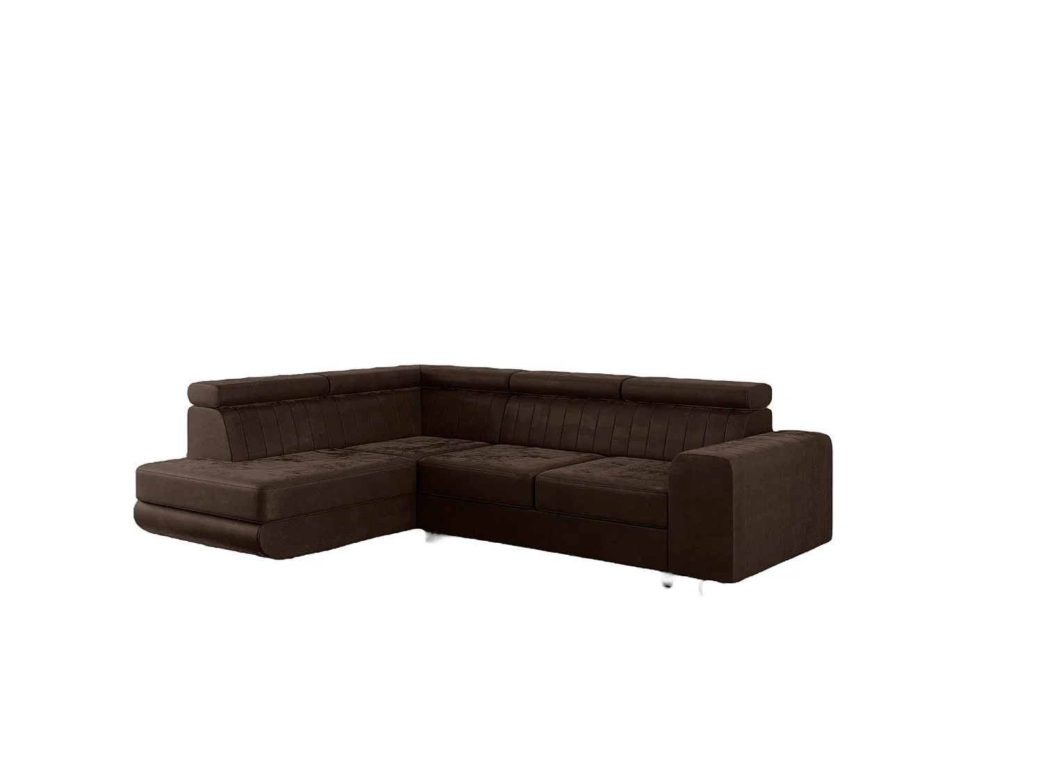 Canapé-lit Comfortino Furniture NOLA L-Form en Velours avec Rangement Marron Moderne 3 Places