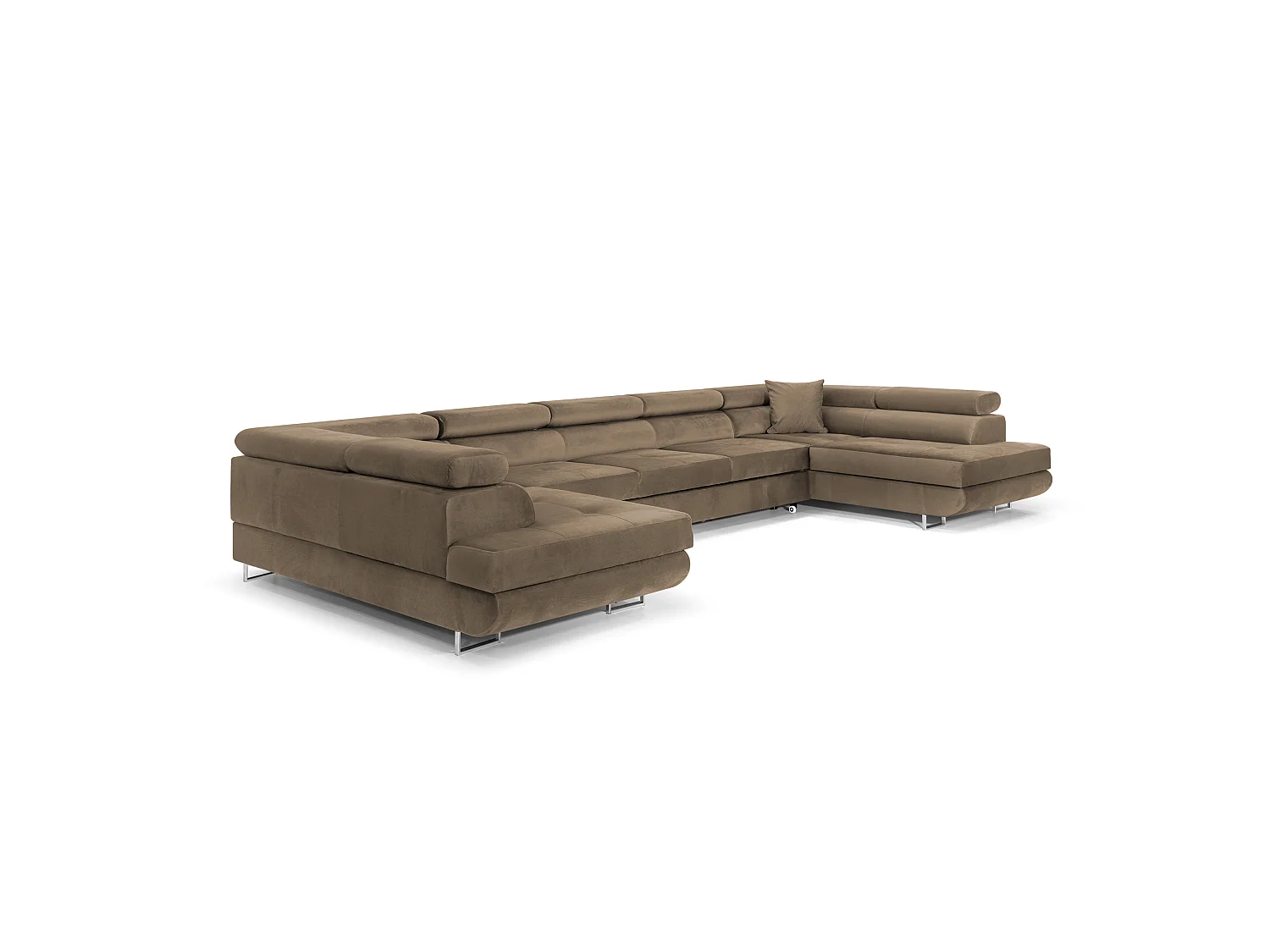 Canapé Sectionnel Convertible Comfortino Furniture Big PASTI U-Form avec Rangement en Velours Marron Clair