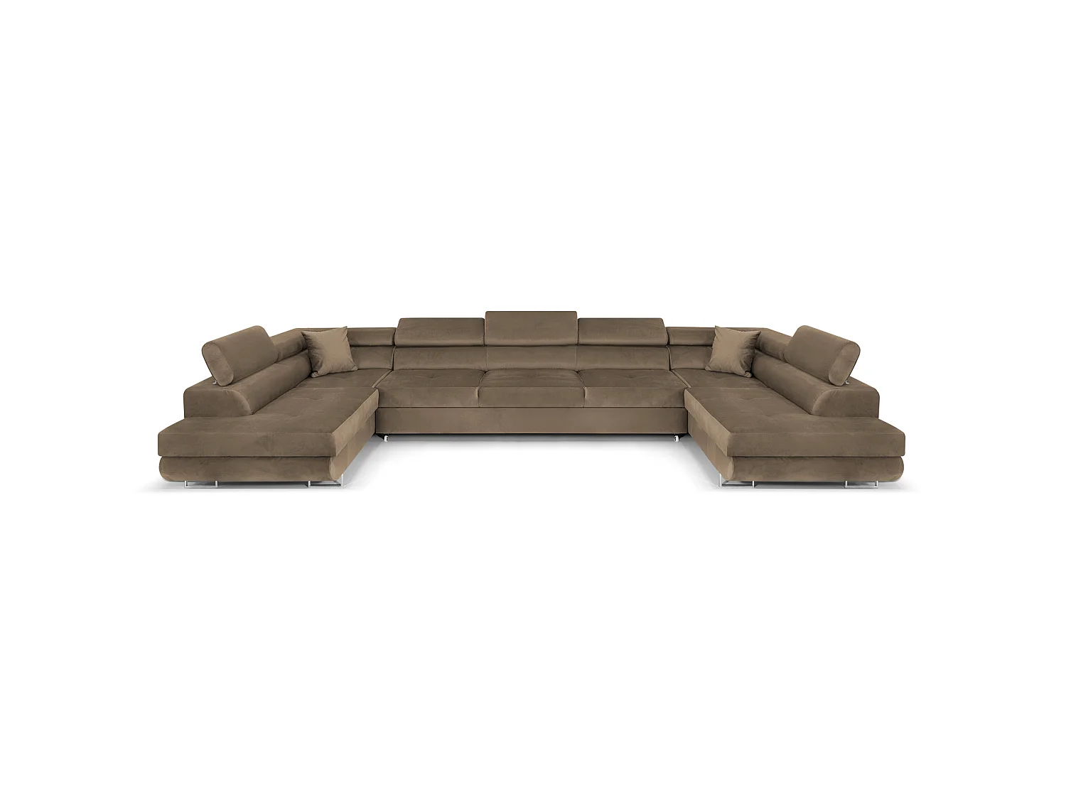 Canapé Sectionnel Convertible Comfortino Furniture Big PASTI U-Form avec Rangement en Velours Marron Clair