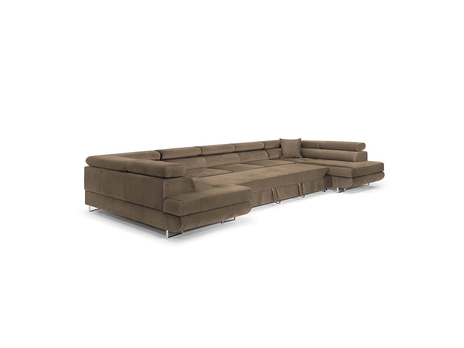 Canapé Sectionnel Convertible Comfortino Furniture Big PASTI U-Form avec Rangement en Velours Marron Clair