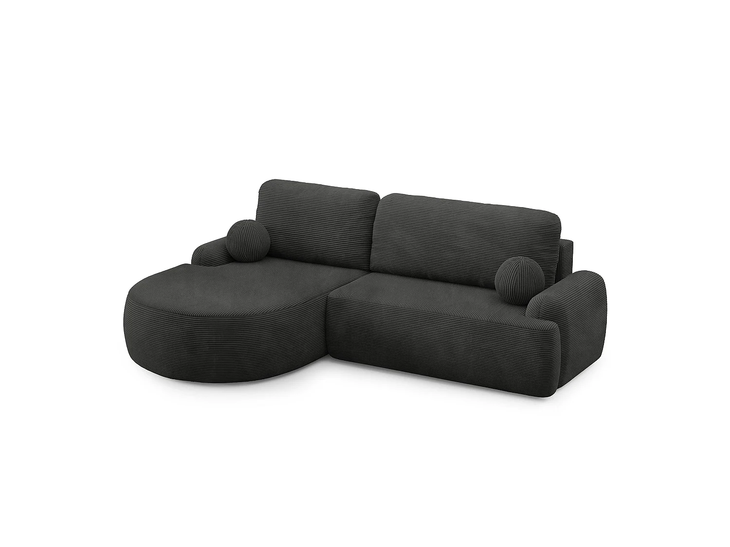 Ecksofa mit Schlaffunktion MIKI L-Form Sofa Couch mit Bettkasten Cordstoff Graphit Links