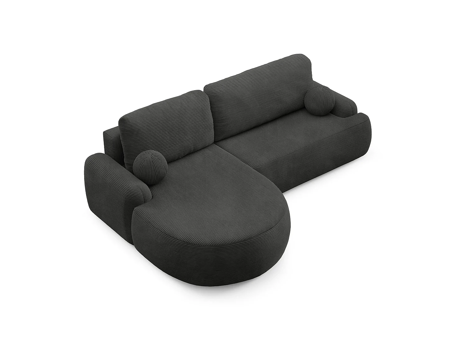 Ecksofa mit Schlaffunktion MIKI L-Form Sofa Couch mit Bettkasten Cordstoff Graphit Links