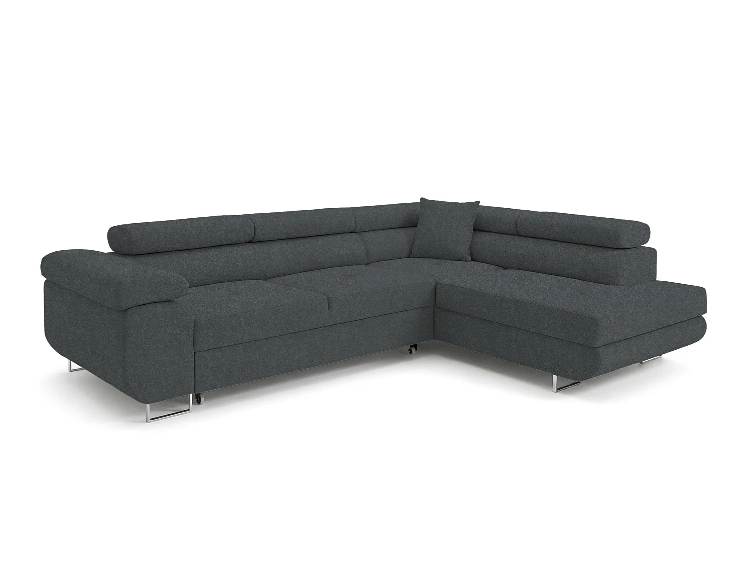 Comfortino Furniture PASTI L-Form Canapé d'Angle avec Fonction de Couchage et Rangement Bleu Ardoise Droite