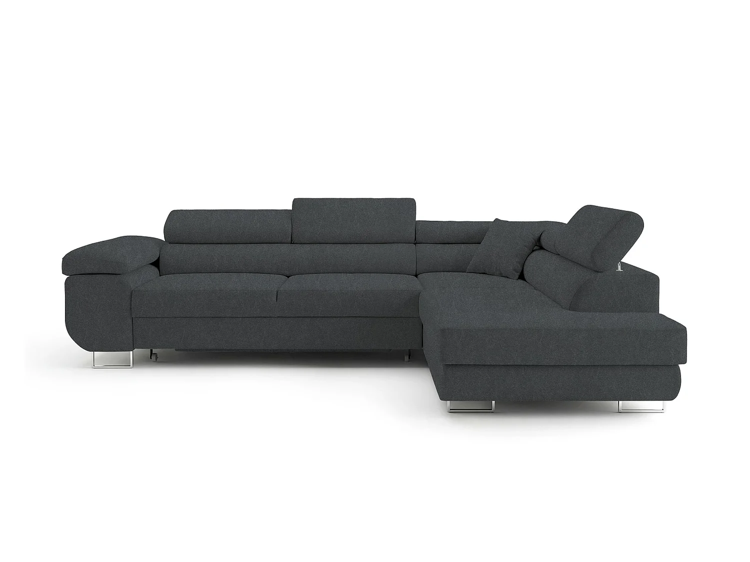 Comfortino Furniture PASTI L-Form Canapé d'Angle avec Fonction de Couchage et Rangement Bleu Ardoise Droite