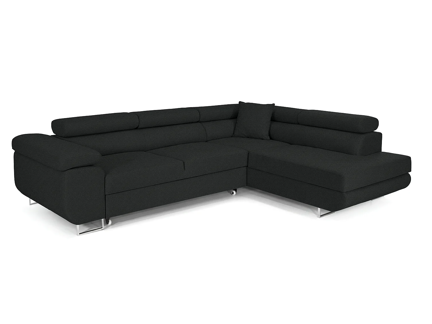 Canapé-Lit Moderne en Forme de L Noir avec Rangement - MOBILIER COMFORTINO PASTI