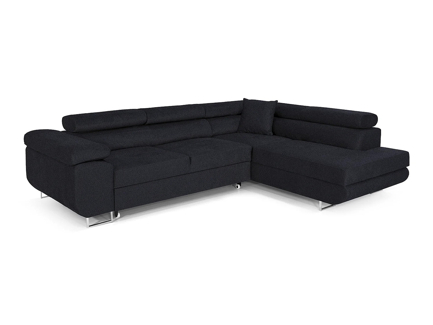 Comfortino Furniture PASTI L-Form Canapé-Lit Bleu Foncé Bouclé avec Rangement - Canapé d'Angle Moderne 3 Places