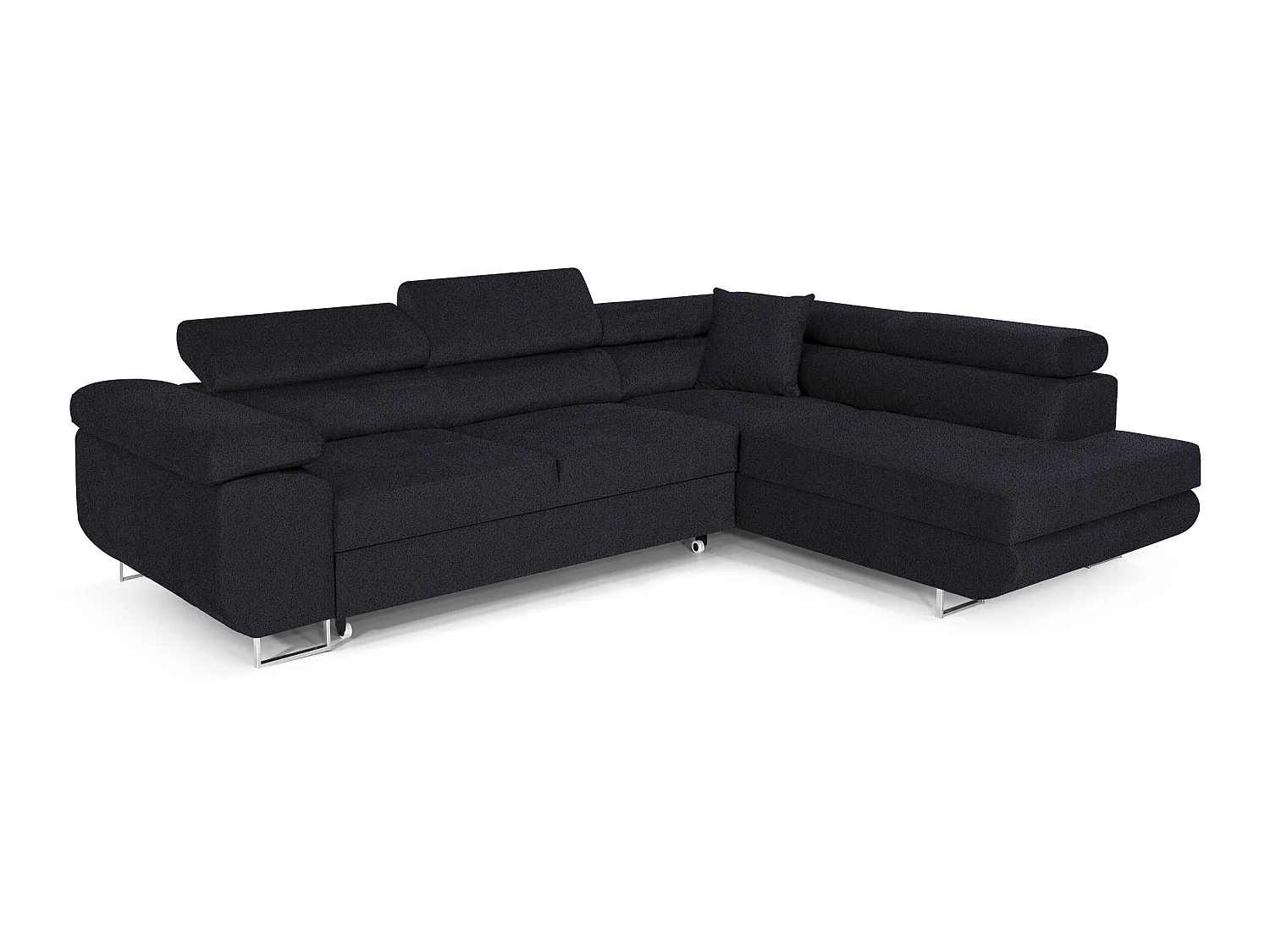 Comfortino Furniture PASTI L-Form Canapé-Lit Bleu Foncé Bouclé avec Rangement - Canapé d'Angle Moderne 3 Places