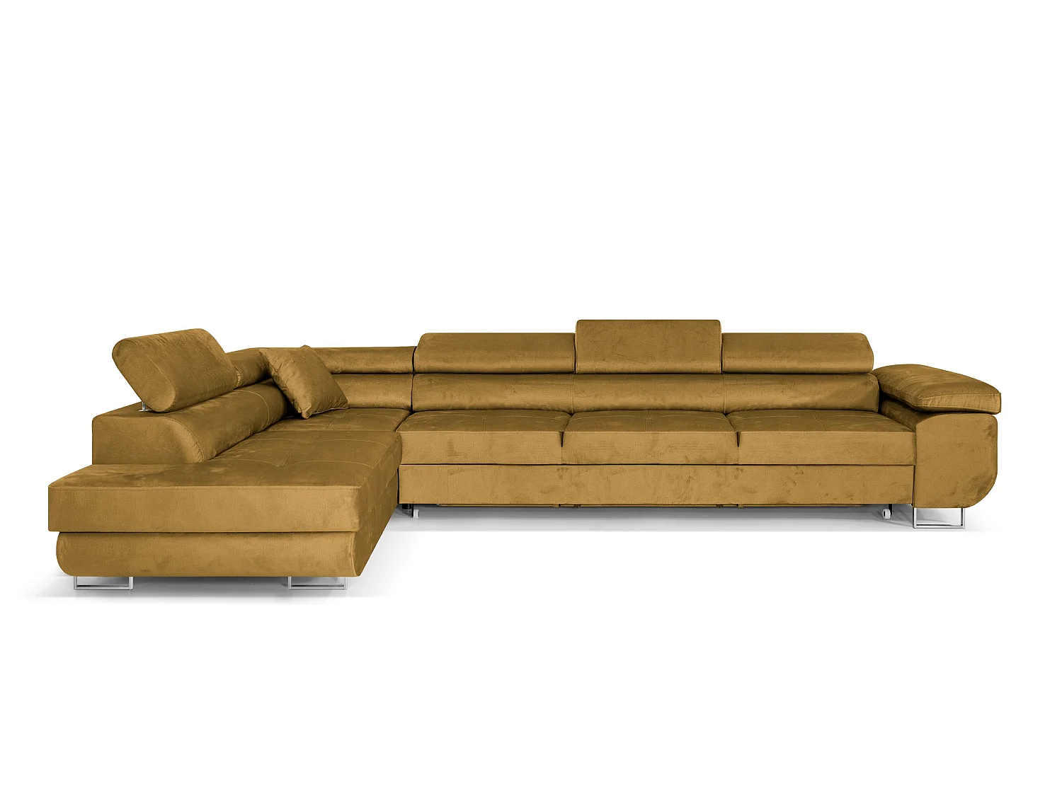 Canapé-Lit Moderne en Velours Doré en Forme de L avec Rangement - PASTI XL