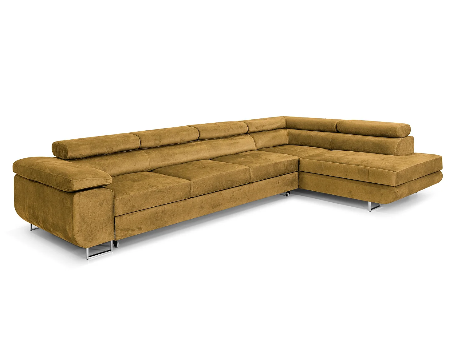 Canapé-Lit Moderne en Velours Doré en Forme de L avec Rangement - PASTI XL