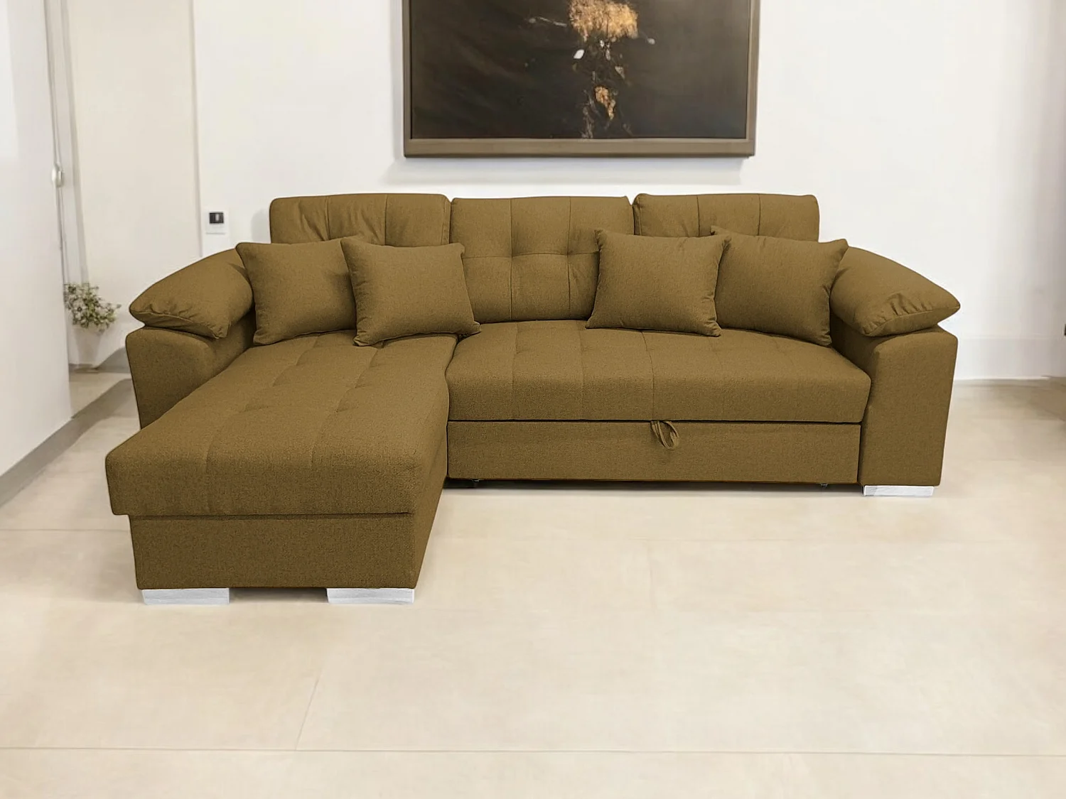 Canapé-Lit en Forme de U en Velours Noir Élégant avec Rangement - MOBILIER COMFORTINO PASTI