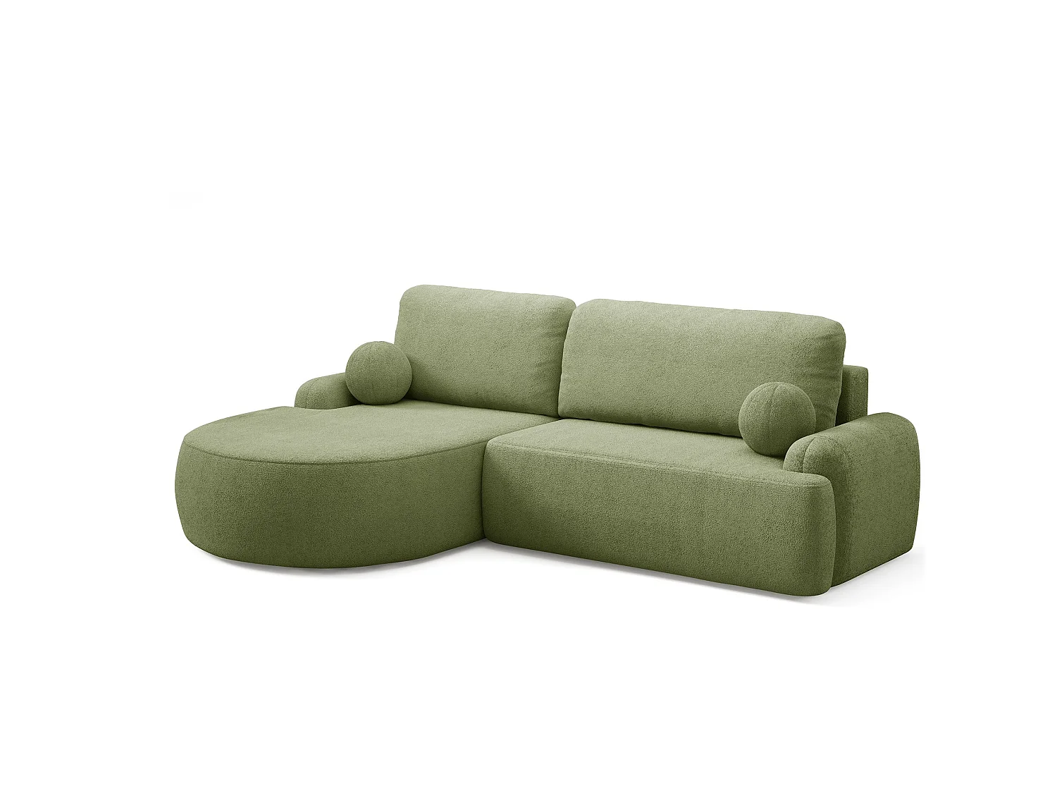 Canapé-Lit Moderne en Forme de L Vert avec Rangement - Comfortino Furniture Miki