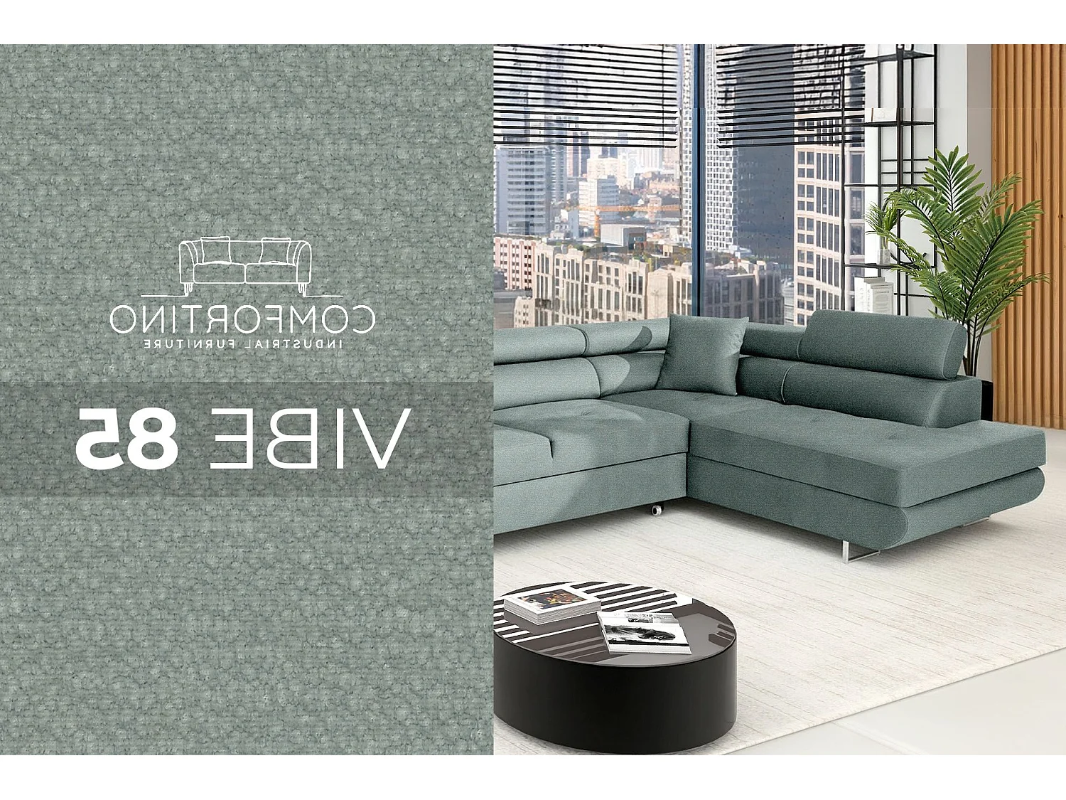 Canapé-lit en forme de L élégant en couleur menthe avec rangement - MOBILIER COMFORTINO PASTI