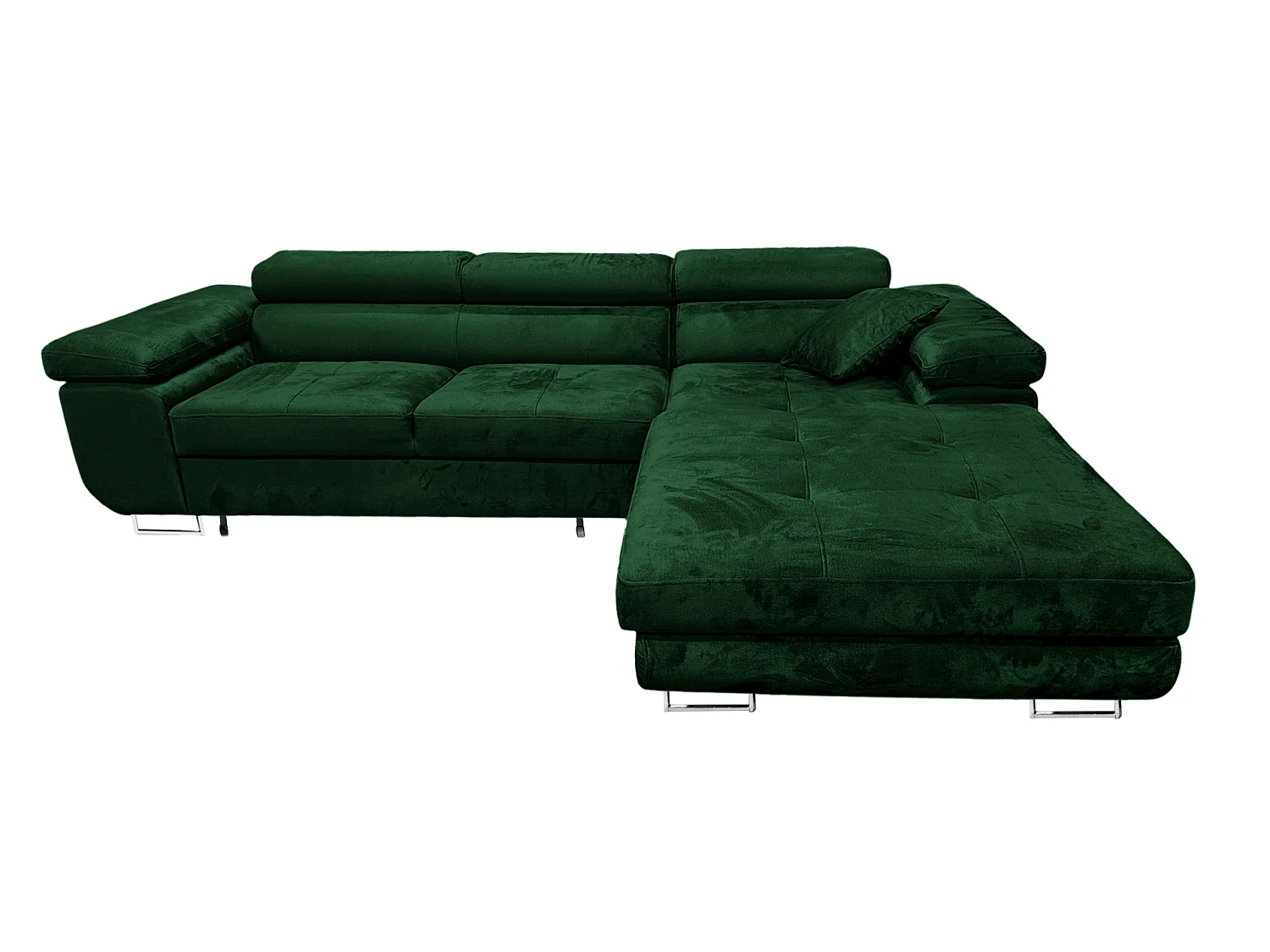 Canapé-lit Comfortino Rodrigo en forme de L avec rangement Velours Vert Design Moderne