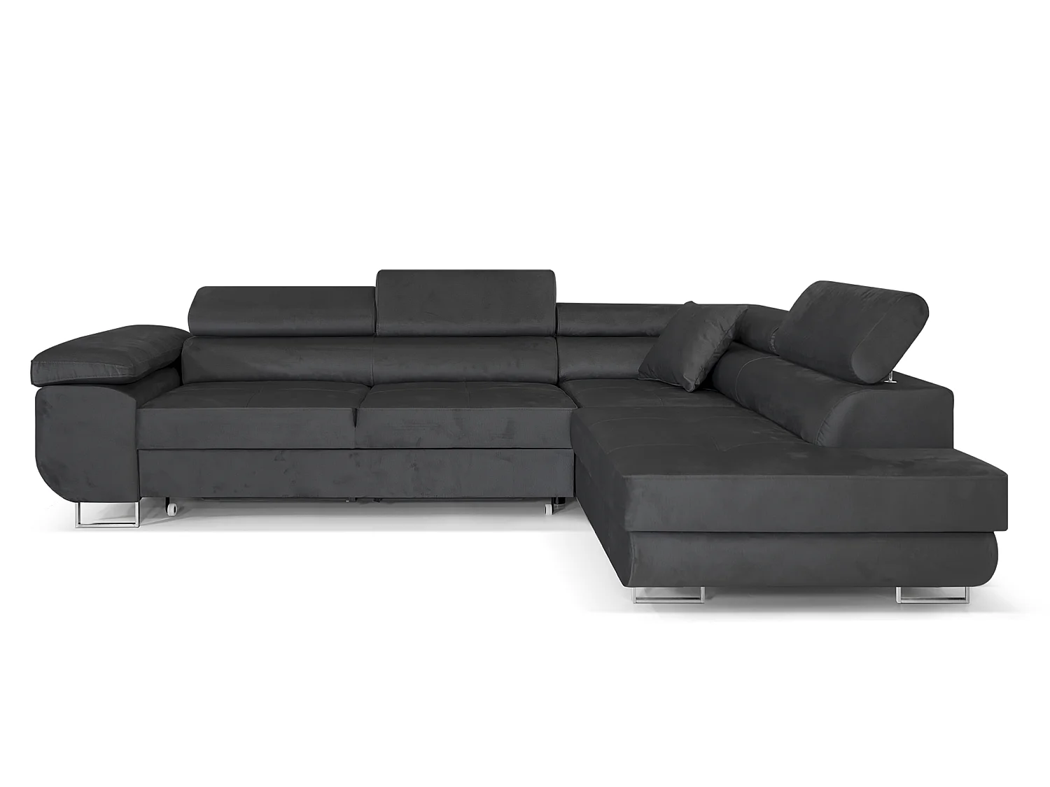 Canapé Comfortino NOLA en Forme de L avec Fonction Lit et Rangement Velours Rouge 3 Places