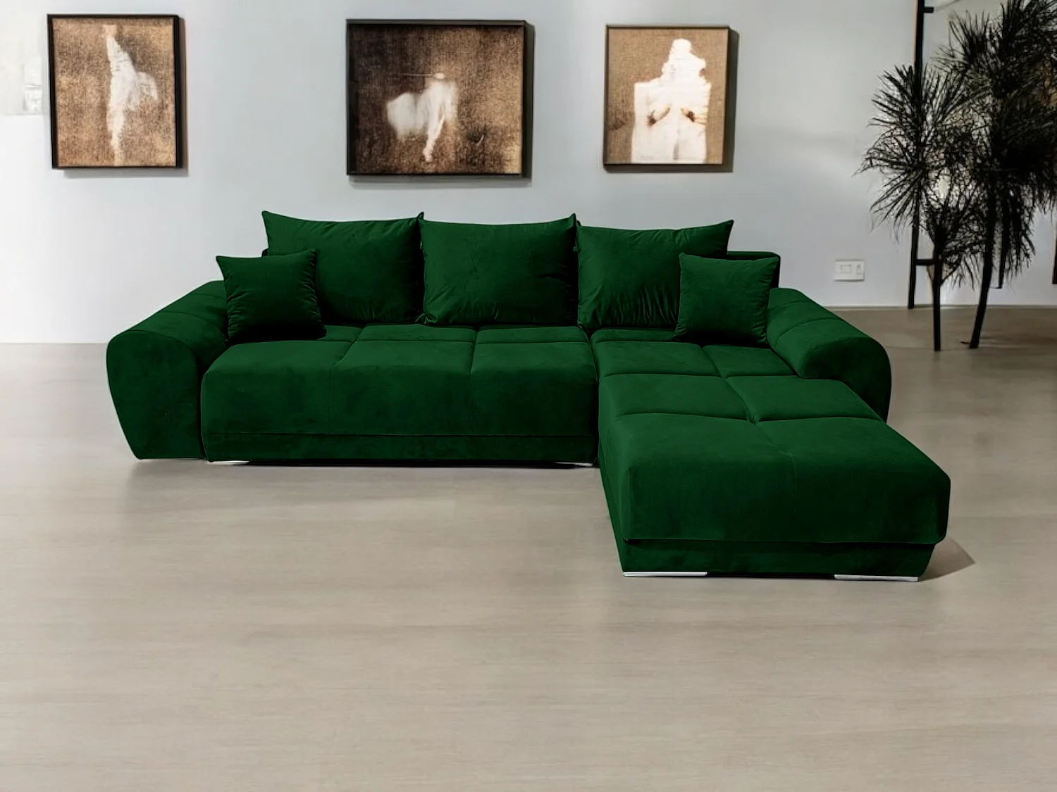 COMFORTINO FURNITURE Canapé Porto avec coffre de rangement Canapé d'angle Doré