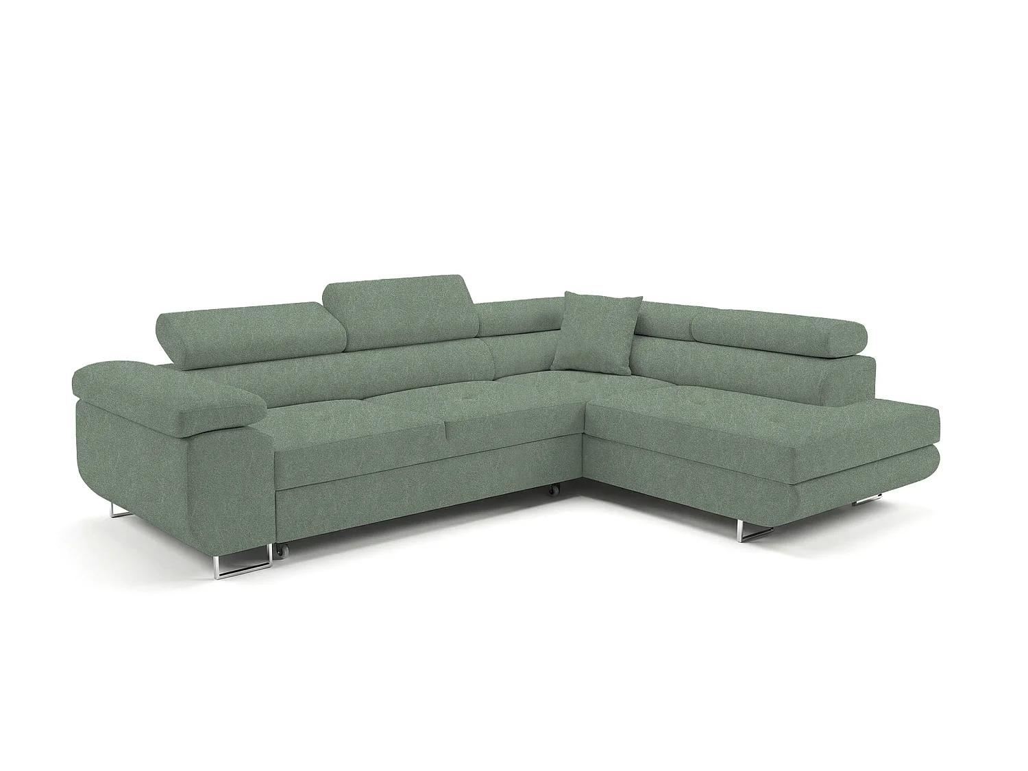 Comfortino Furniture Canapé-lit PASTI L-Form avec Rangement Velours Beige Sable Style Moderne