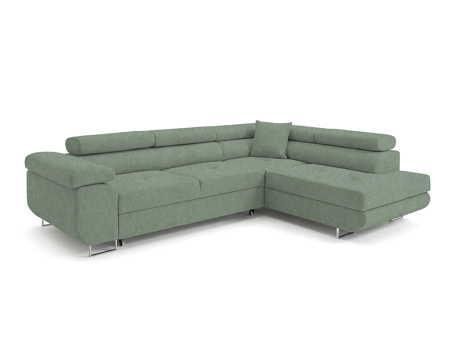 Comfortino Furniture Canapé-lit PASTI L-Form avec Rangement Velours Beige Sable Style Moderne