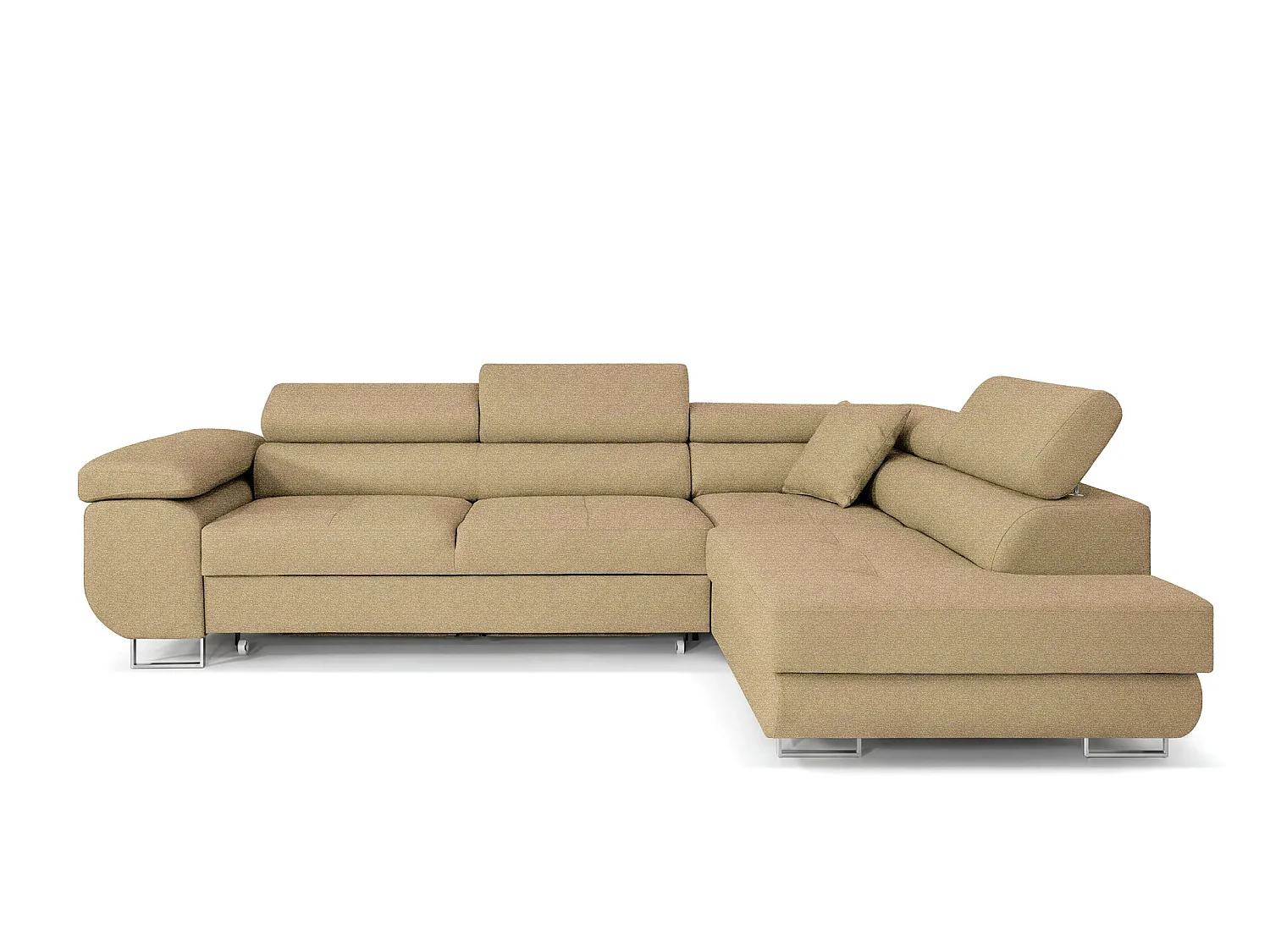MOBILIER COMFORTINO PASTI Canapé en L-Forme Marron avec Lit et Rangement Design Moderne