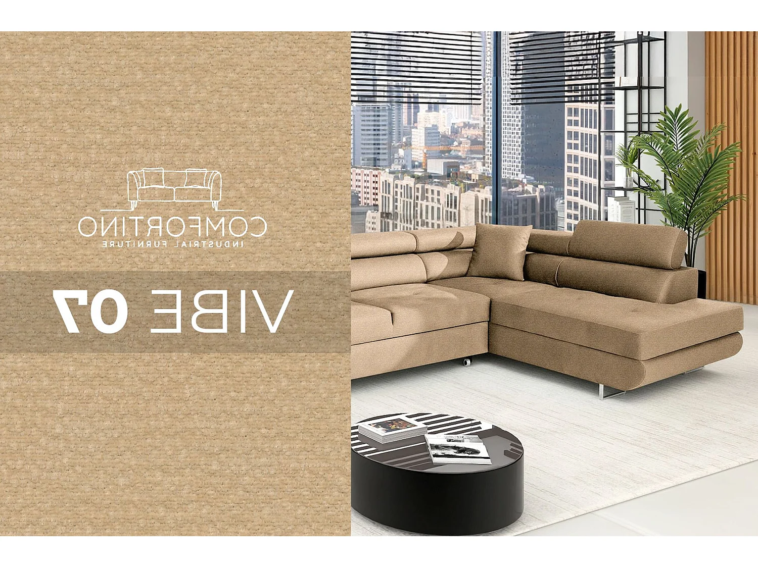 MOBILIER COMFORTINO PASTI Canapé en L-Forme Marron avec Lit et Rangement Design Moderne