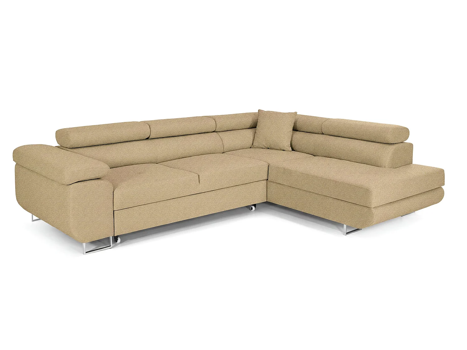 MOBILIER COMFORTINO PASTI Canapé en L-Forme Marron avec Lit et Rangement Design Moderne